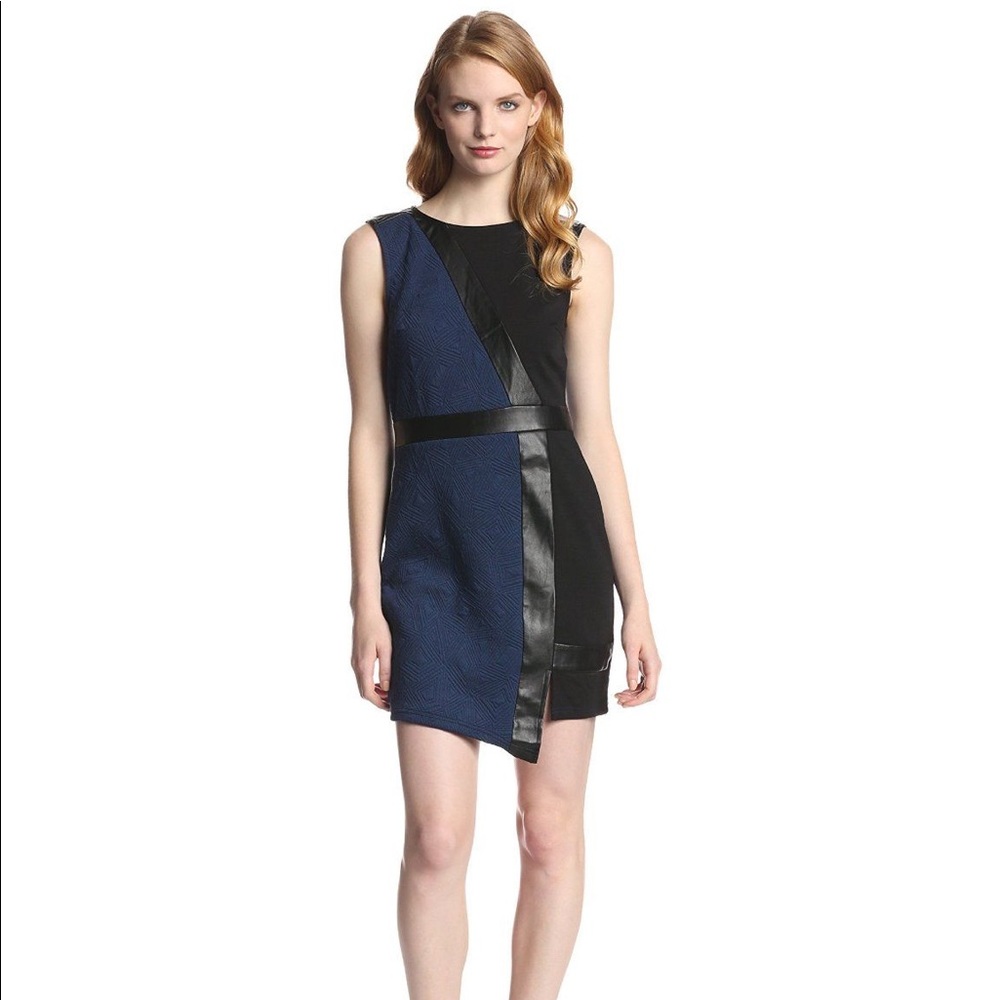 Asymmetrical hem color block dress
